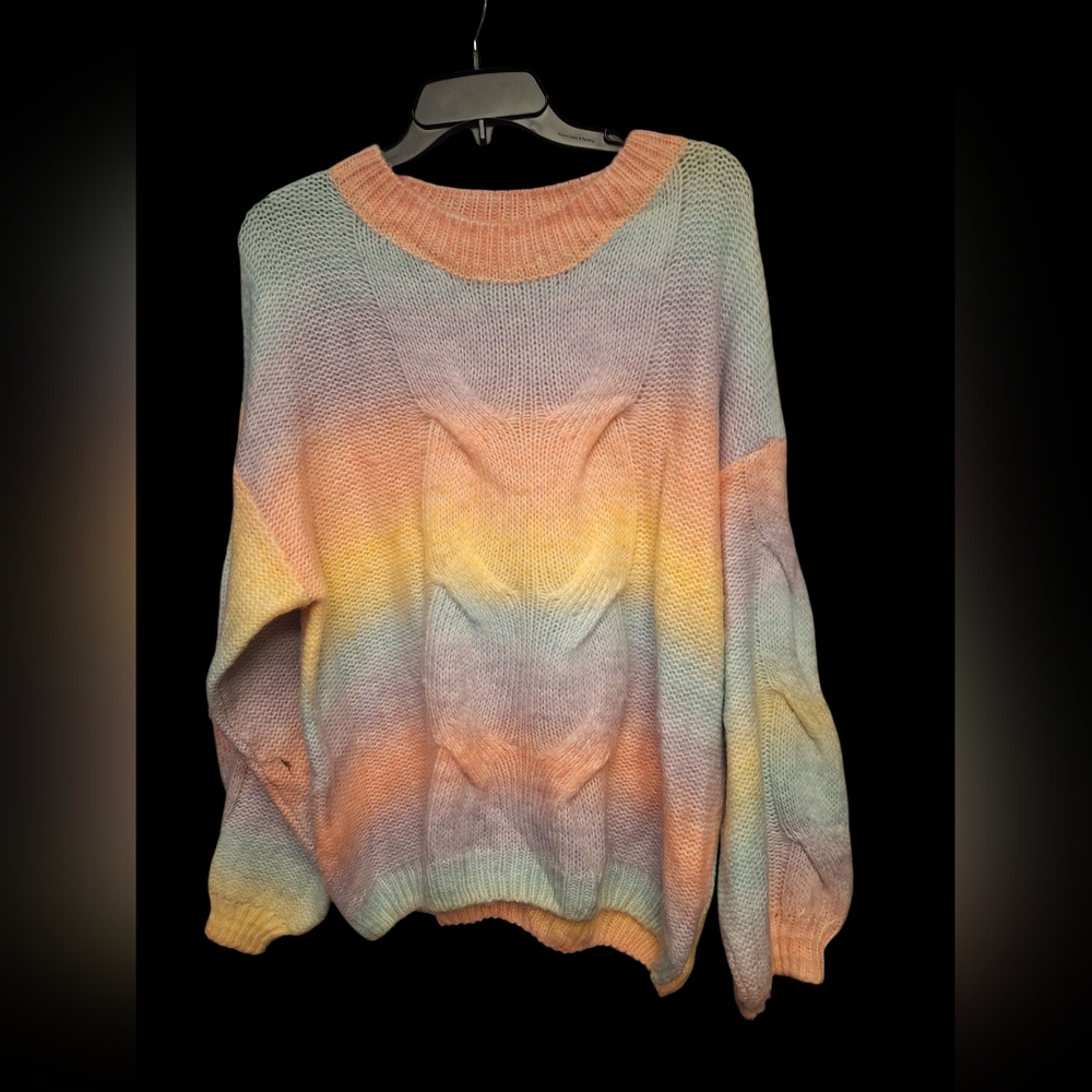 Woven Heart Pastel Rainbow Sweater
